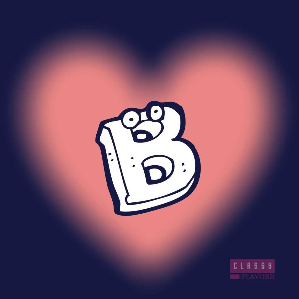 B letter images for Whatsapp DP with heart background