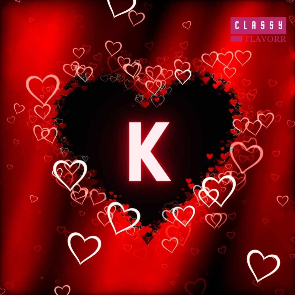 k letter images in heart for dp